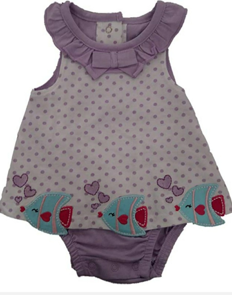 KOALA KIDS White & purple polka dot infant sunsuit